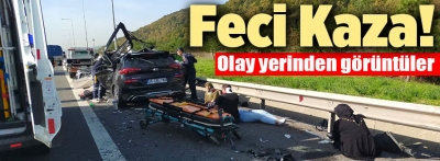 Anadolu Otoyolu'nda kamyona çarpan cipteki 5 kişi yaralandı