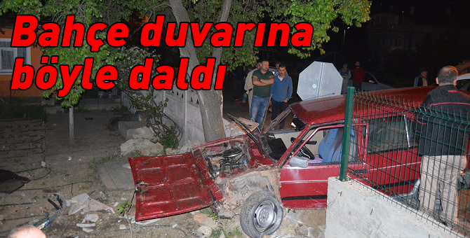 Bahçe duvarına böyle daldı