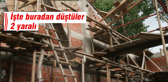 İşçiler iskeleden düştü, 2 yaralı