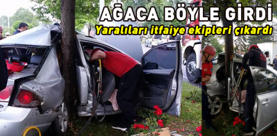 Ağaca çarpan otomobilde can pazarı