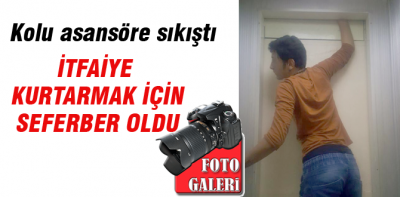 Huzurevinde kolu asansöre sıkıştı