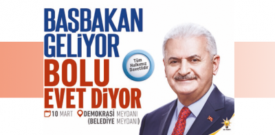 BAŞBAKAN BOLU'YA GELİYOR