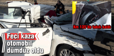 Otoyolda feci kaza