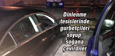 Gurbetçilerin araçları dinlenme tesisi otoparkında soyuldu