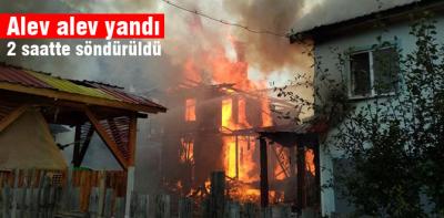 Köydeki yangın 2 saatte söndürüldü