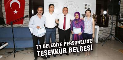 Bolu Belediyesi’nde 77 personele teşekkür belgesi