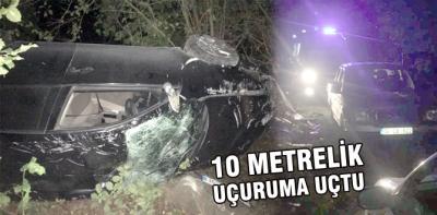 10 metrelik uçurumdan uçtu