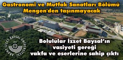 Gastronomi ve Mutfak Sanatları Bölümü, Mengen'den taşınmayacak