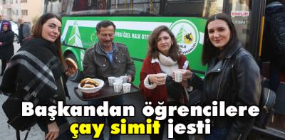 Bolu Belediyesi'nden BAİBÜ'lü öğrencilere çay simit ikramı