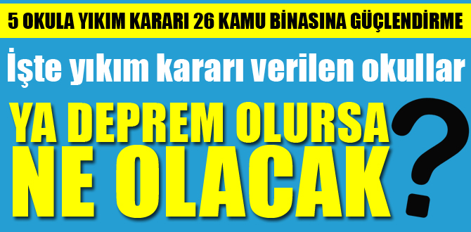 Bolu'da 5 okula yıkım kararı