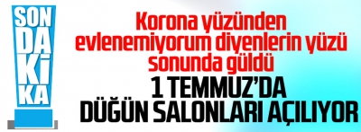 Düğün salonları 1 Temmuz'da açılıyor