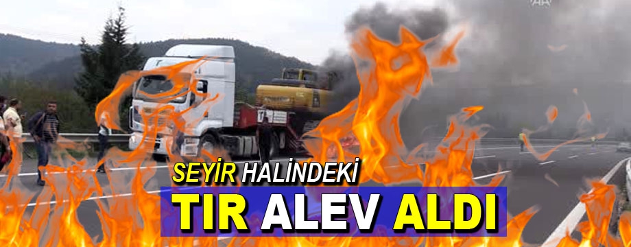 Seyir halindeki tır alev aldı!