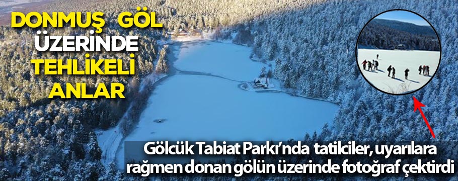 Donmuş göl üzerinde tehlikeli anlar