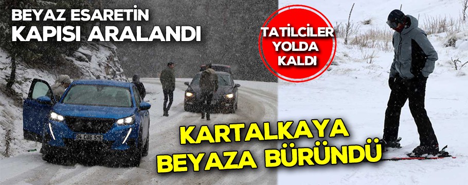 Kartalkaya beyaza büründü