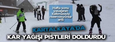 Kartalkaya'da kar yağışı pistleri doldurdu