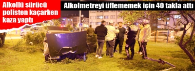 Alkollü sürücü kaçarken kaza yaptı