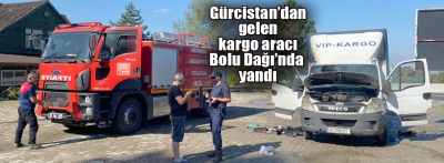 Bolu Dağı'nda yabancı plakalı kamyonette çıkan yangın söndürüldü