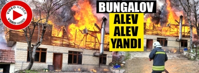 Abant'ta tadilattaki bungalov yandı