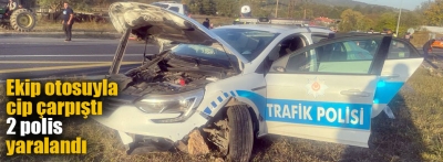  Ekip otosuyla cipin çarpıştığı kazada 2 polis yaralandı