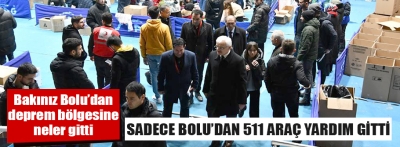 Bolu'dan deprem bölgelerine 511 araç yardım ulaştırıldı