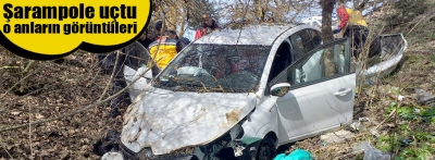 Şarampole devrilen otomobilin sürücüsü yaralandı