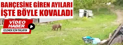 Bahçesine giren ayıları bağıra çağıra kovaladı