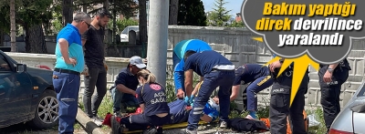 Bolu'da bakım yaptığı direk devrilen işçi yaralandı