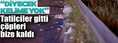 Bolu'da, tatilcilerin geçtiği otoyolda çöpleri kaldı