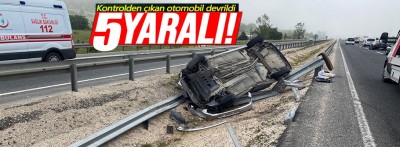 Bolu'da devrilen otomobildeki 5 kişi yaralandı