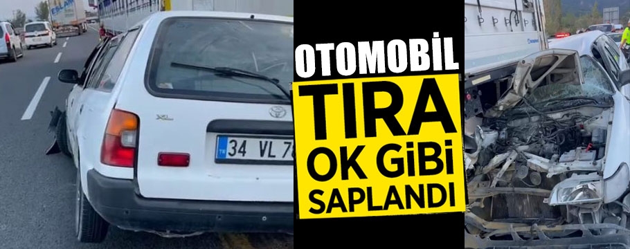 Bolu'da otomobil tıra ok gibi saplandı, 5 yaralı var