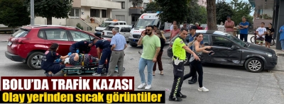 Bolu'da şehir içinde meydana gelen kazanın sıcak görüntüleri