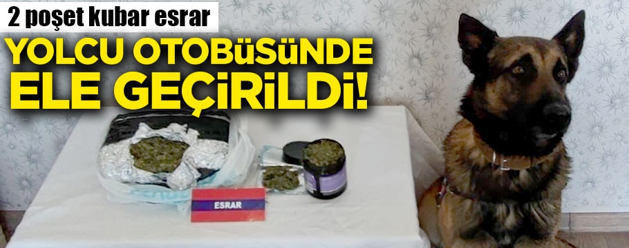 Otobüste 2 poşet kubar esrar ele geçirildi