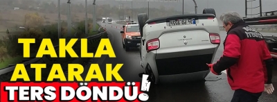 Bolu'da otomobil otoyolda takla attı; ters döndü