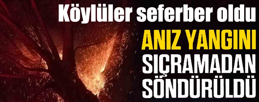 Yakılan anız ateşi köye sıçramadan söndürüldü