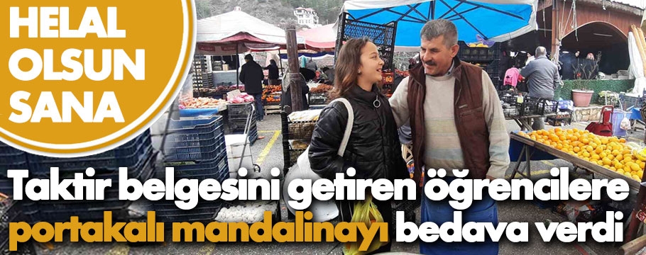 Takdir belgesi getirene mandalina portakal bedava