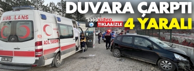 Bolu'da istinat duvarına çarpan otomobildeki 4 kişi yaralandı