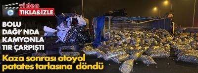 Kaza sonrası otoyol patates tarlasına döndü