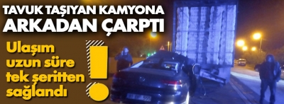 Bolu Dağında otomobille kamyonun çarpıştığı kaza ulaşımı aksattı