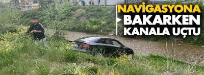 Bolu'da sürücü navigasyona bakarken kanala uçtu