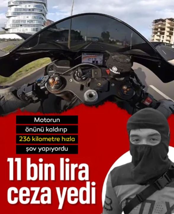Bolu'da tek teker şovu yapan motosiklet sürücüsü cezadan kaçamadı