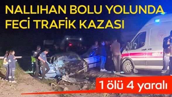 Otomobil ile kamyon kafa kafaya çarpıştı: 1 ölü, 4 yaralı