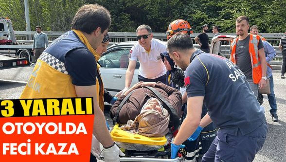TEM'de otomobille oto kurtarıcı çarpıştı: 3 yaralı