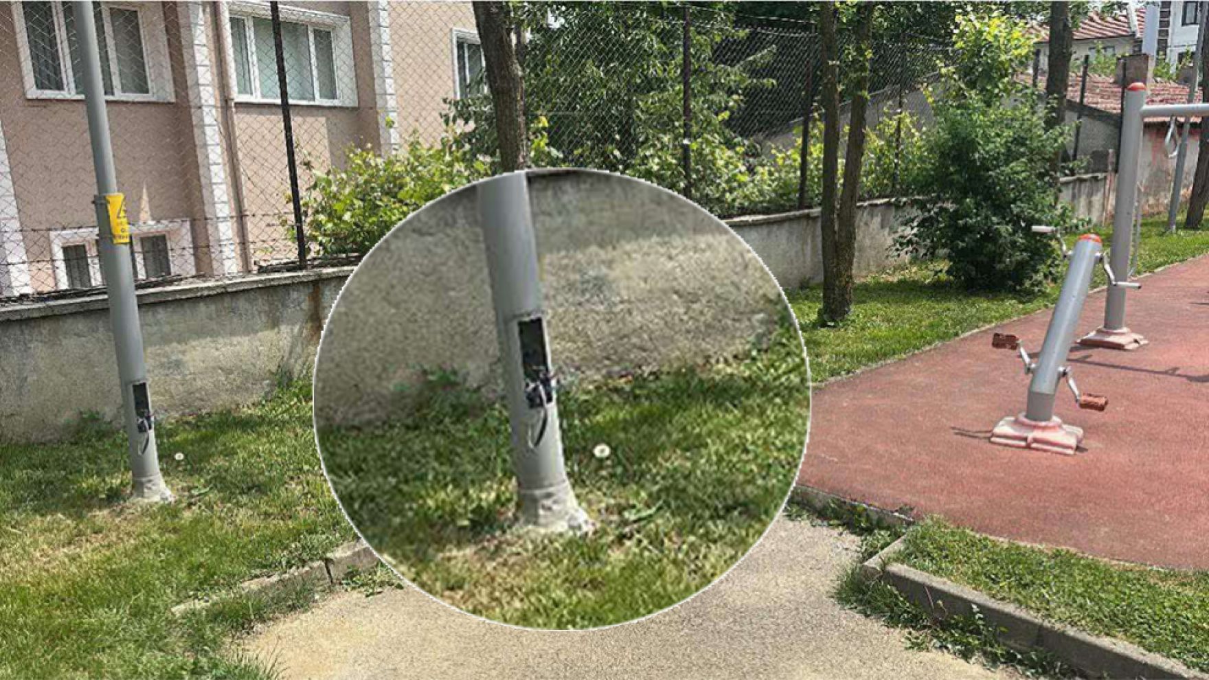 Köroğlu mahallesi’ndeki parkta tehlike saçan direk !