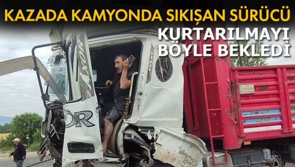 Otoyol'da feci kaza: Kamyon hurdaya döndü sürcü sıkıştı