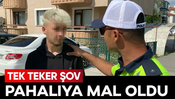 Tek teker şov yaptı, polise yakalandı: 19 bin lira ceza