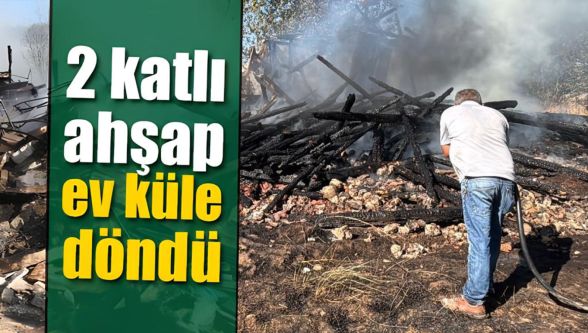 Bolu'da otluk arazide çıkan yangın 2 katlı evi küle çevirdi