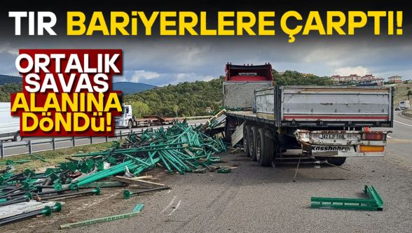 Anadolu Otoyolu'nda çekici bariyerlere çarptı: 1 yaralı
