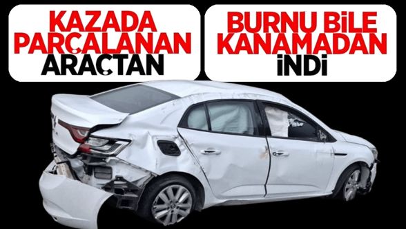 Otoyolda bariyerlere çarptı, burnu bile kanamadı