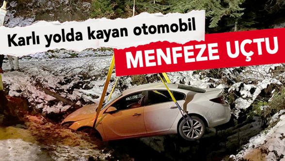 Yedigöller dönüşü kazası: Otomobil menfeze uçtu