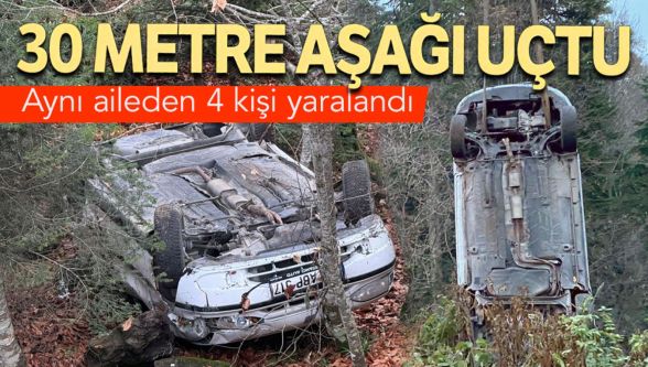 Yedigöller yolunda aile kabusu yaşadı: Otomobil 30 metrelik uçuruma yuvarlandı